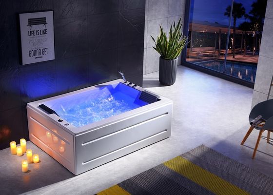 Ladodo E-8007 Dos personas Acrílico Autónomo Rectángulo bañera con cascada doble
