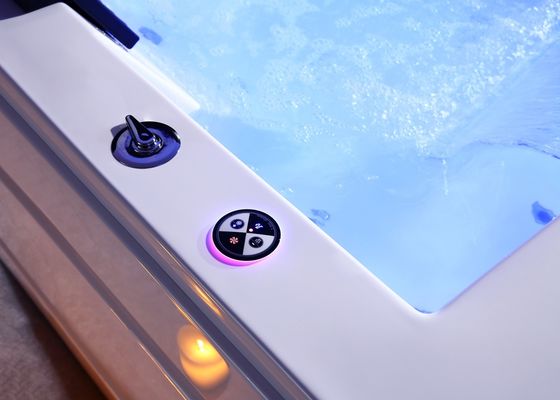 Ladodo E-8007 Dos personas Acrílico Autónomo Rectángulo bañera con cascada doble