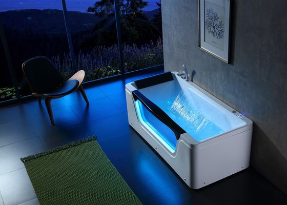 bañera de burbujas de spa para 3 personas con vidrio frontal y remojo profundo