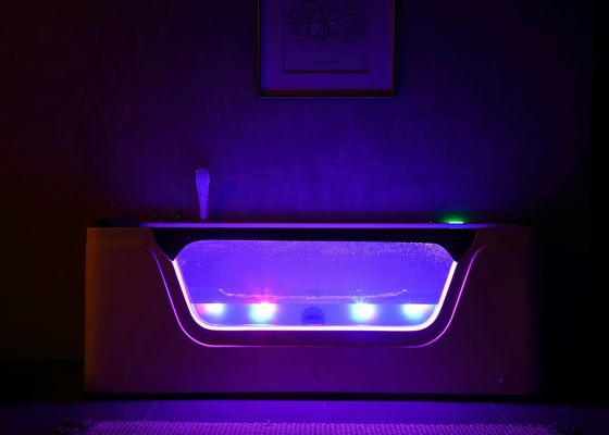 bañera de burbujas de spa para 3 personas con vidrio frontal y remojo profundo