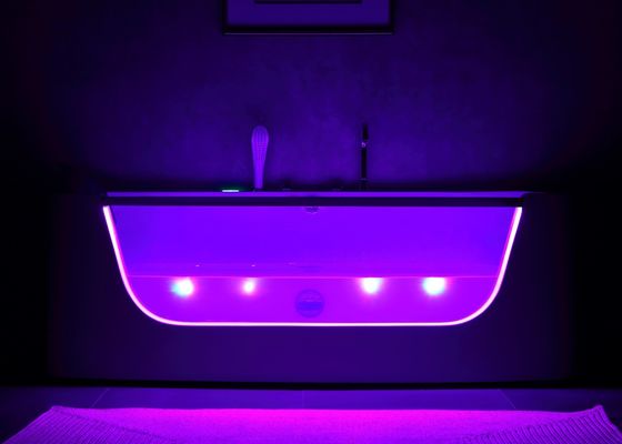 Baño de masaje de diseño moderno para 3 personas con puerta de vidrio LED