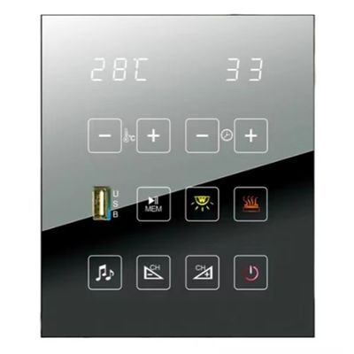 Sala de sauna con música Bluetooth para 3 personas con un banco en el interior