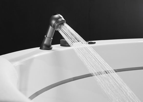 D1600mm bañera de masaje redonda con 2 tiras interiores de LED bañera oculta de burbujas - Adaptación para 3 personas para espacios pequeños