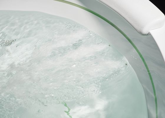 D1600mm bañera de masaje redonda con 2 tiras interiores de LED bañera oculta de burbujas - Adaptación para 3 personas para espacios pequeños