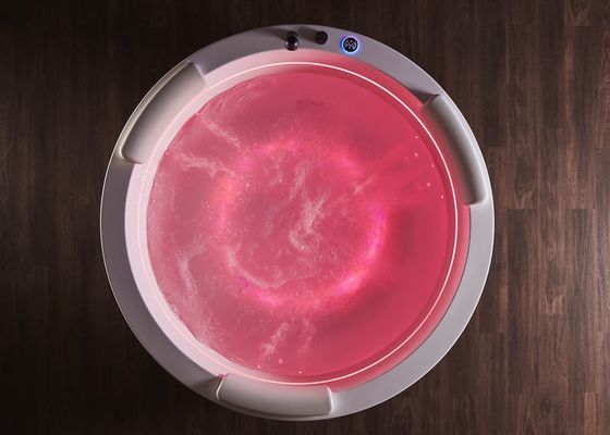 D1600mm bañera de masaje redonda con 2 tiras interiores de LED bañera oculta de burbujas - Adaptación para 3 personas para espacios pequeños