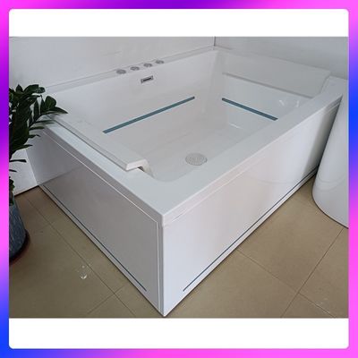 Ladodo E-8042 Bañera acrílica rectangular para dos personas con chorros de masaje de tiras LED
