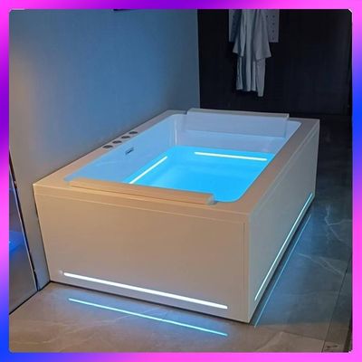 Ladodo E-8042 Bañera acrílica rectangular para dos personas con chorros de masaje de tiras LED