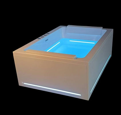 Ladodo E-8042 Bañera acrílica rectangular para dos personas con chorros de masaje de tiras LED
